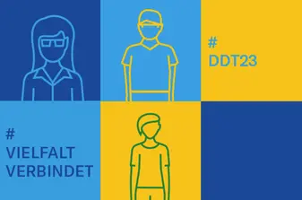 Gelb Blaues Logo der Charter der Vielfalt