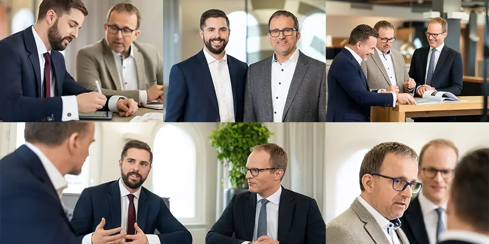 Collage von verschiedenen Mitarbeitern. Zu sehen sind vier verschiedene Männer.